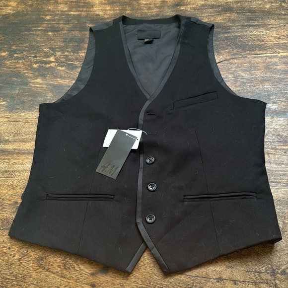 New mens black button up vest size 40R by H&M - Picture 5 of 8